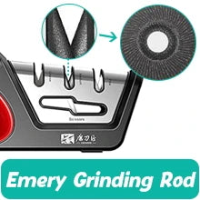 Four in One Kitchen Sharpener Restores Serrated Blade Knives and Scissors, Diamond Tungsten Steel Ceramics