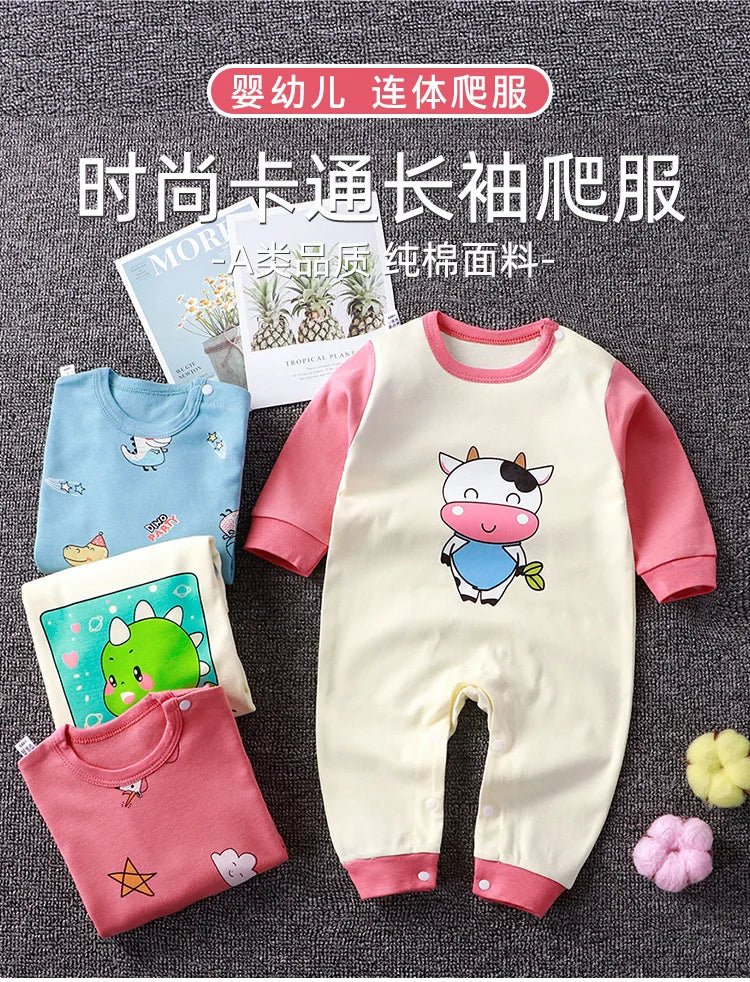 Newborn Baby Spring Autumn Romoers Long Sleeve Ha Clothes Baby Boys Girl New Year Costume For Baby Dinosaur Print Baby Clothes