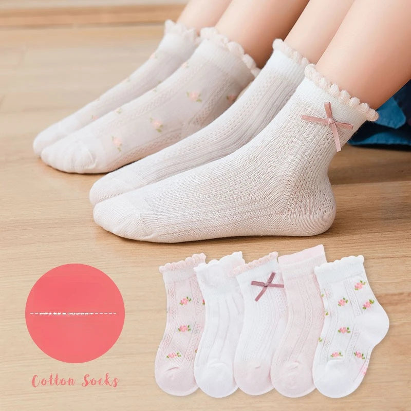 5 par/lote calcetines para niños niñas niño malla de algodón transpirable lindos calcetines de deporte para exteriores Causal primavera verano calcetines Accesorios