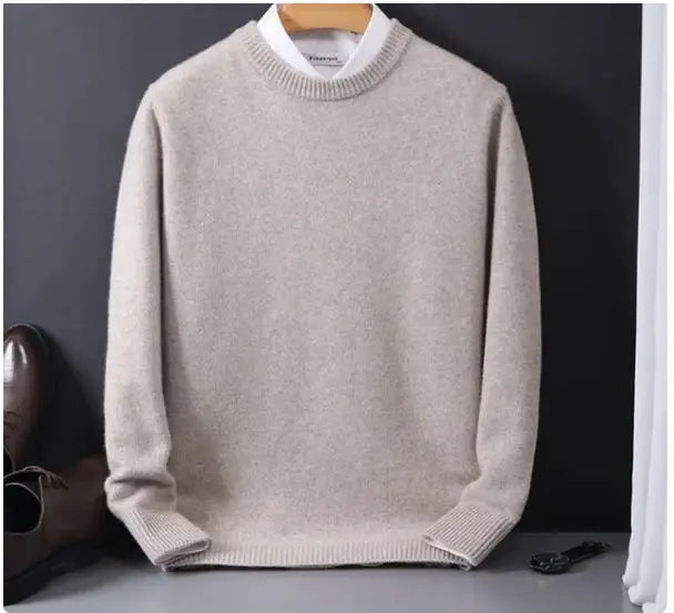 2025 Cashmere Sweater O-neck Pullovers Men's Loose Oversized M-3XL Knitted Bottom Shirt Autumn Winter New Korean Casual Men Top
