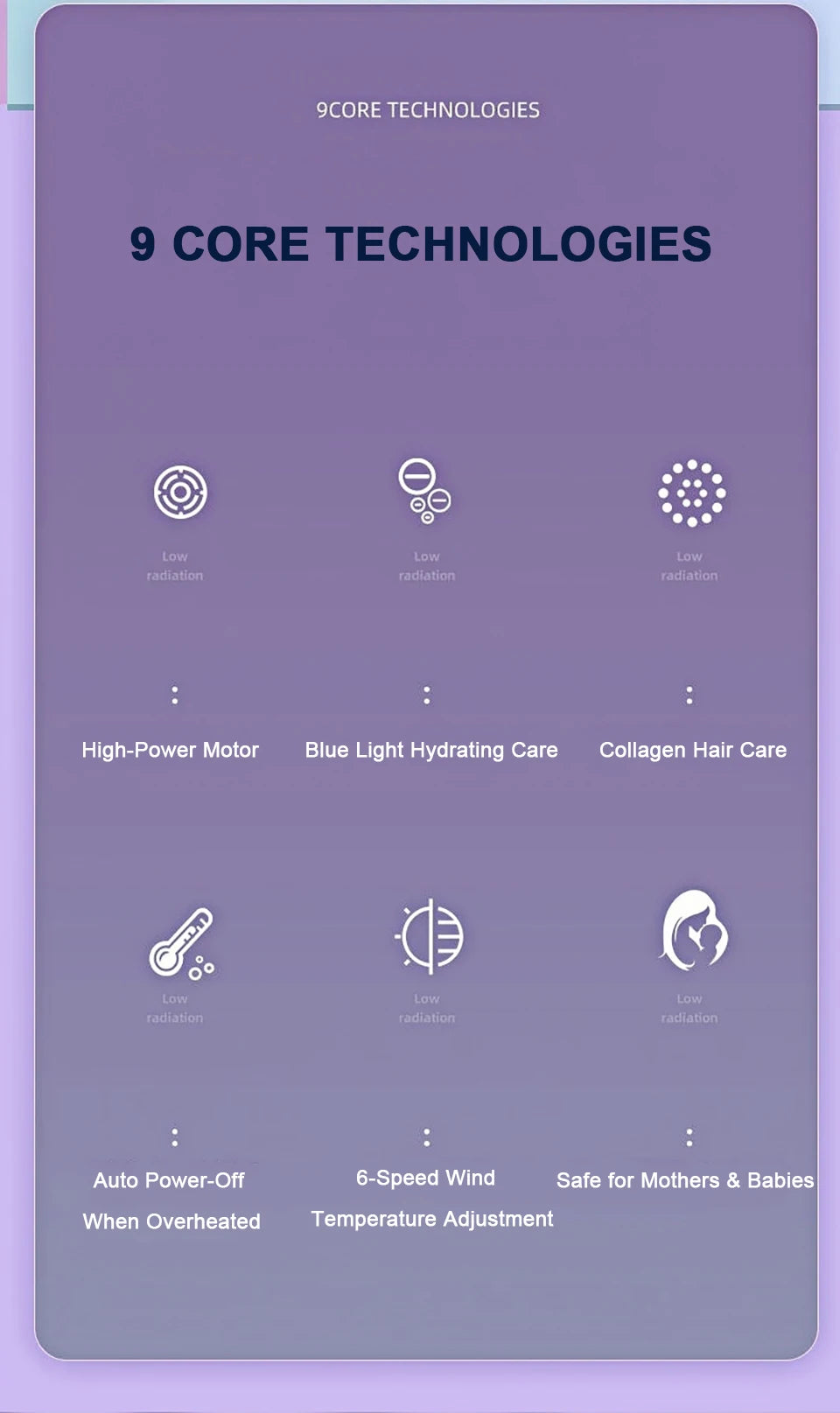 Hair Dryer 1200W Professional Powerful Hair Dryer Fast Heating Hot And Cold Adjustment Ionic Air Blow Dryer with Air Collecting