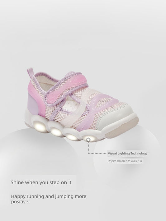 Dave &amp; Bella Sandalias para niños Zapatos ligeros Zapatillas luminosas para niña Caterpillar Zapatos de Verano para niños pequeños Modelo D