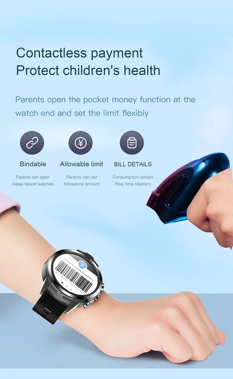 New Arival 1.6inch 4G All Netcom Can help children learn Smart Watch Dual cameras 4+6GB body temperature ECG monitoring Watch