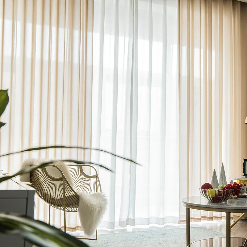 Modern Brown Voile Curtains for Kids Bedroom Living Room Sheer Curtain in Kitchen Hall Cortinas Ventana Firany Treatment Rideaux