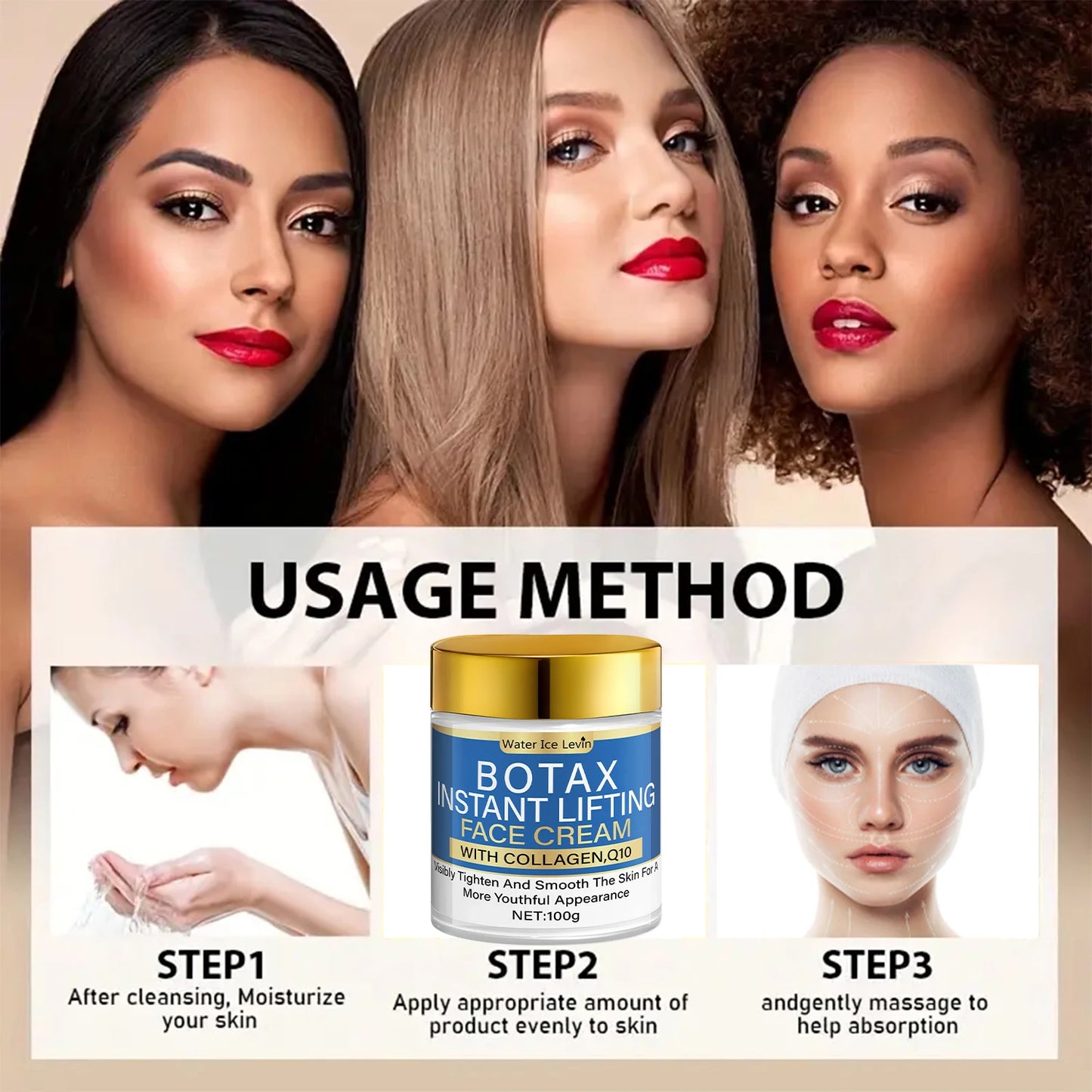 Crema Facial Lifting Con Colágeno Y Q10 100g, Con Ceramidas, Efecto Tensor Y Nutritivo, Para Una Piel Más Firme, Listo Para Envi