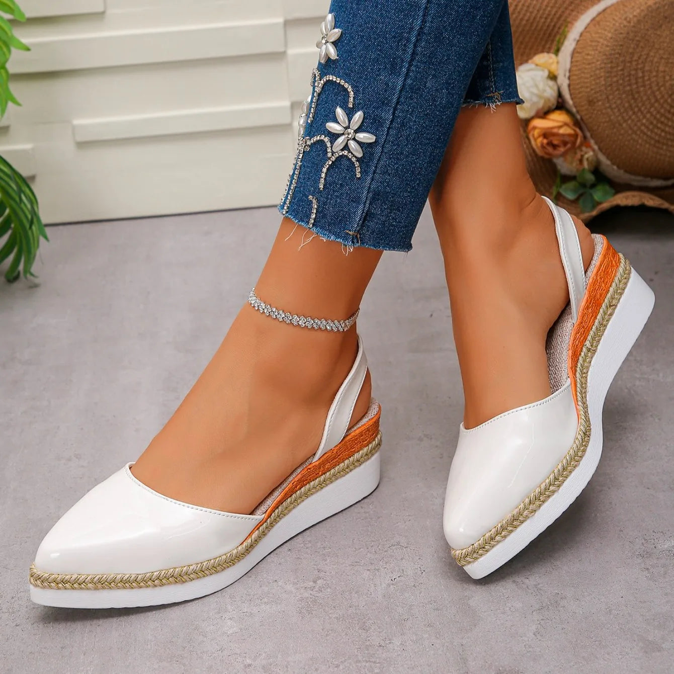 Women's Slingback Sandals 2026 Mid Heels Pointed Toe Closed Toe Sandals Wedge Breathable Casual Comfortable Shoes for Women