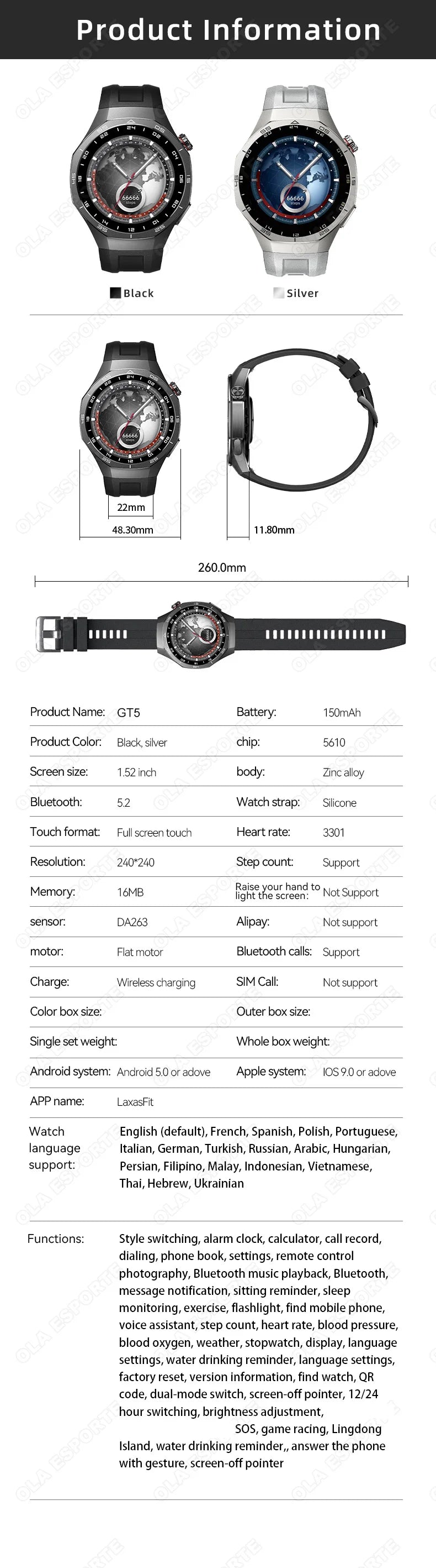 Smart Watches For Men Women 1.5" 360*360 HD Screen 330mAh Battery Heart Rate Sleep Health Bluetooth Call Watches For Man HT30