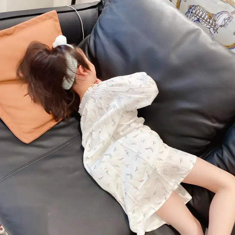 Pajamas Dress for Baby Girls Summer Children Floral Printed Soft Loose Night Dresses Princess Girl Nightgown Lady Sleepwear