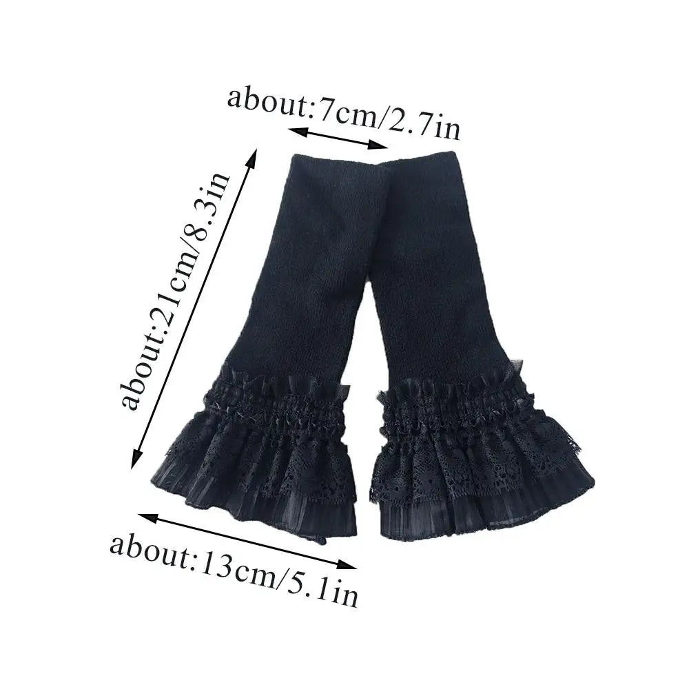 Women Sweater Fake Sleeves Hollow Out Crochet Floral Lace Horn Cuffs Embroidery Ruffles Elastic Wrist Warmers Lolita False Cuffs