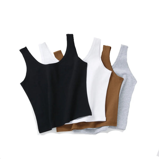 Venta al por mayor de camisola con tirantes de Color sólido para mujer, Top corto deportivo para Yoga, Top corto sin mangas, camisetas ajustadas sexis