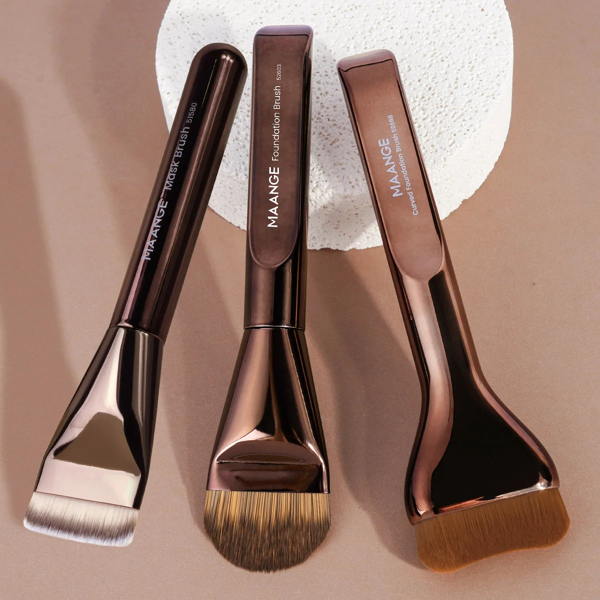 MAANGE 3pcs Makeup Brushes Aluminum Tube Makeup Brush Foundation Makeup Brush Thin Foundation Brush Kabuki Makeup Tools for Girl