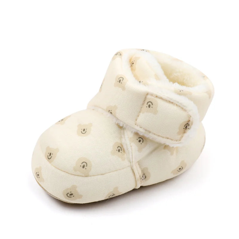 2024 Winter Baby Boots, Infant Girls Boys Warm Fashion Solid Shoes with Fuzzy Balls First Walkers Kid Shoes 0-18M High Quality