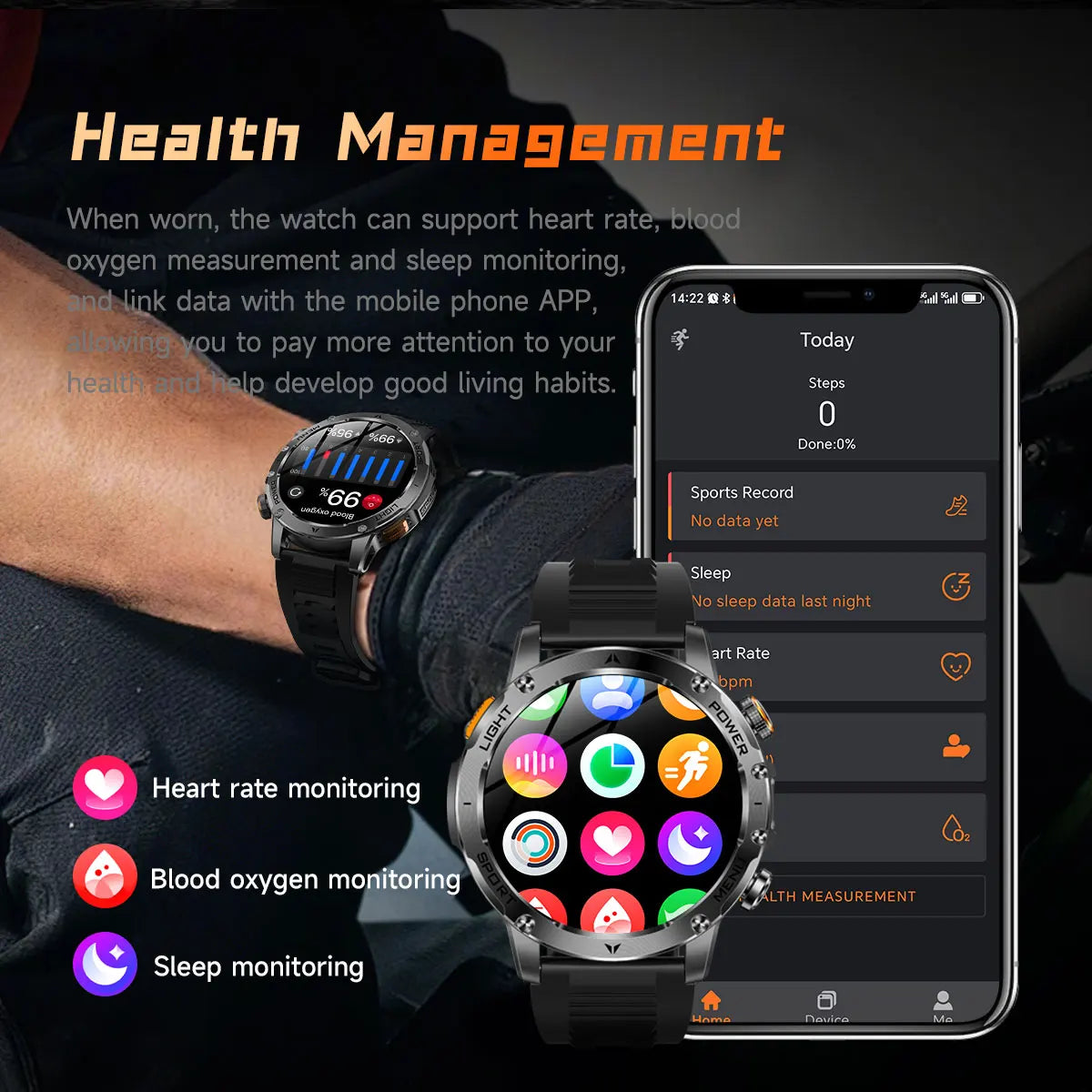 New Smart Watch For Men 1000Mah Battery Fitness Tracking Sport Waterproof Clock Smart Bracelet Men Military High-end custom dial