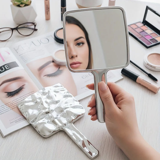 Professional Eyelash Extension Mirror Handheld Stainless Steel Lash Tech Supplies Salon Inspection Tool Makeup Photography Props