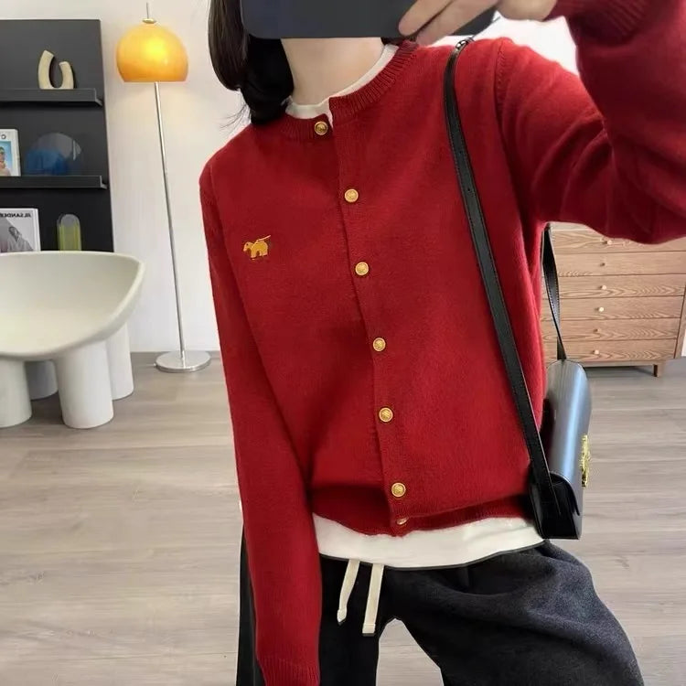 Long-sleeved Cashmere cardigan women sweater cashmere knitted  O-neck Cashmere cardigan sweater coat  Autumn and Winter