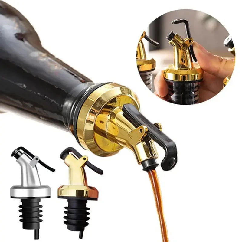 Gold Olive Oil Spouts Oil Vinegar Bottle Stopper Spout Leakproof Food Grade Plastic Sprayer Wine Vinegar Spouts Kitchen Tools
