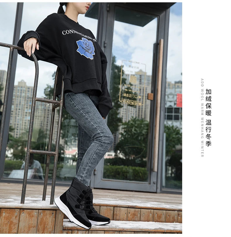 2023 Winter White Snow Boots Waterproof Non-slip Thicken Plush Warm Ankle Boots Women Shoes Botas Mujer Platform Shoes
