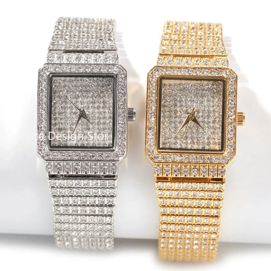 Diamond Square Women Watch Gold Silver Luxury Ladies Dress Quartz Watch Casual Simple Couple Wristwatches Dames Horloges