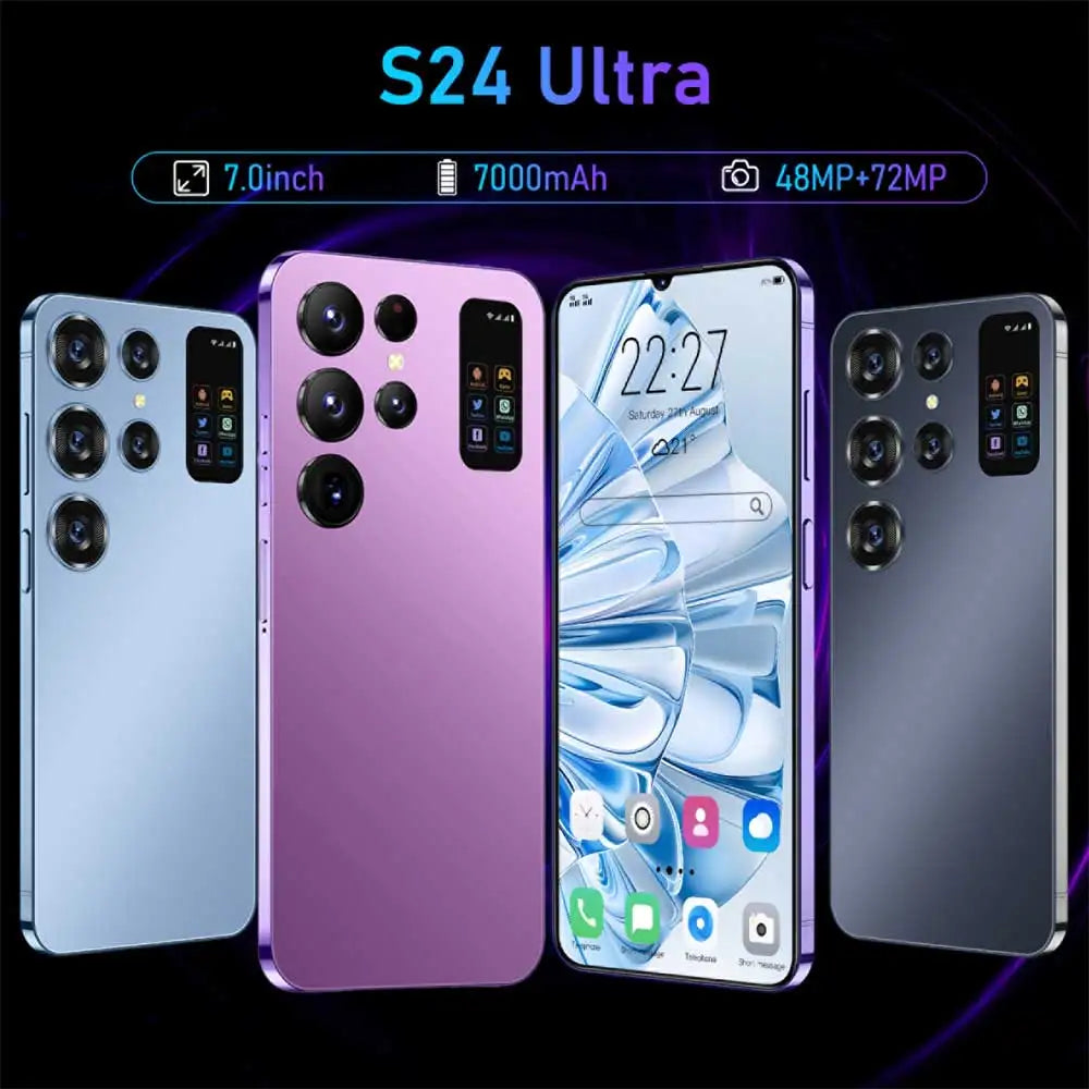 S24 Ultra Original Smartphone 7.0 inch Face Recognition Cellphones 16GB+1TB 5G Dual SIM Android Mobile Phones 7000mAh Cell Phone