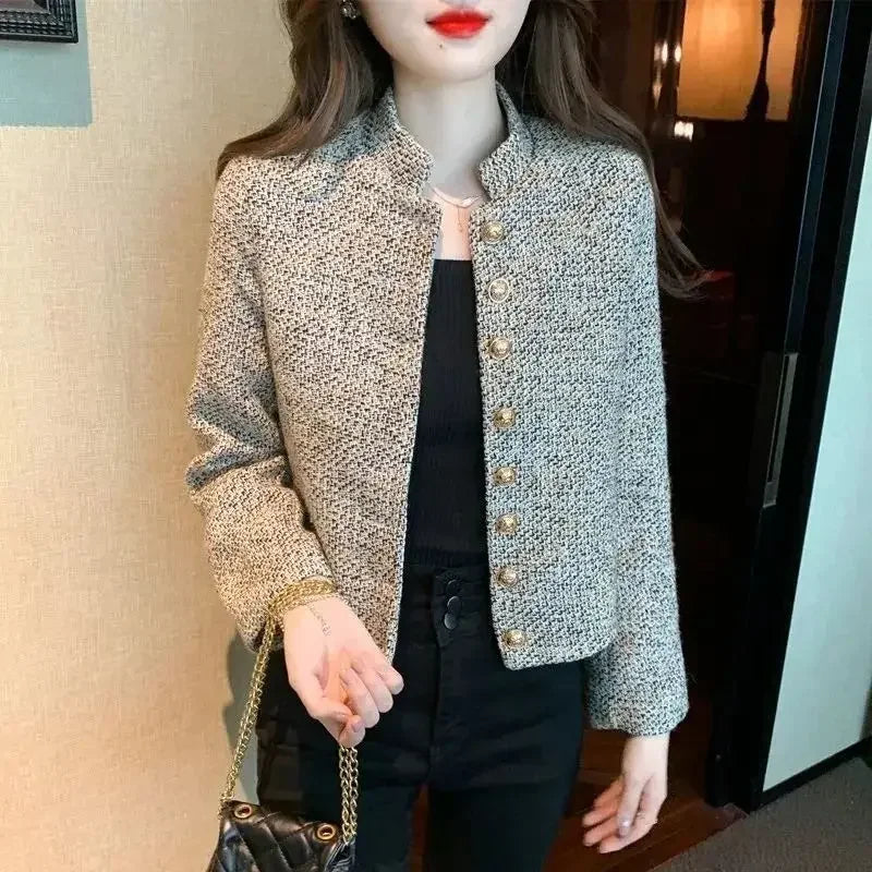 Ladies Jackets Plain Short Women's Tweed Wool & Blends Coat Half Novelty Medium New In High Quality Single Fashion 2025 Hot