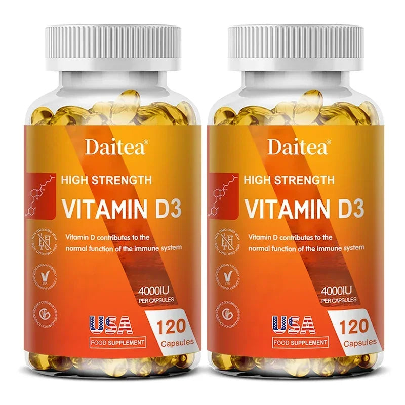 Vitamin D3 Capsules 4000IU Provide Immune, Bone Support, Promote Calcium Absorption, Promotes Muscle Health, Nervous System