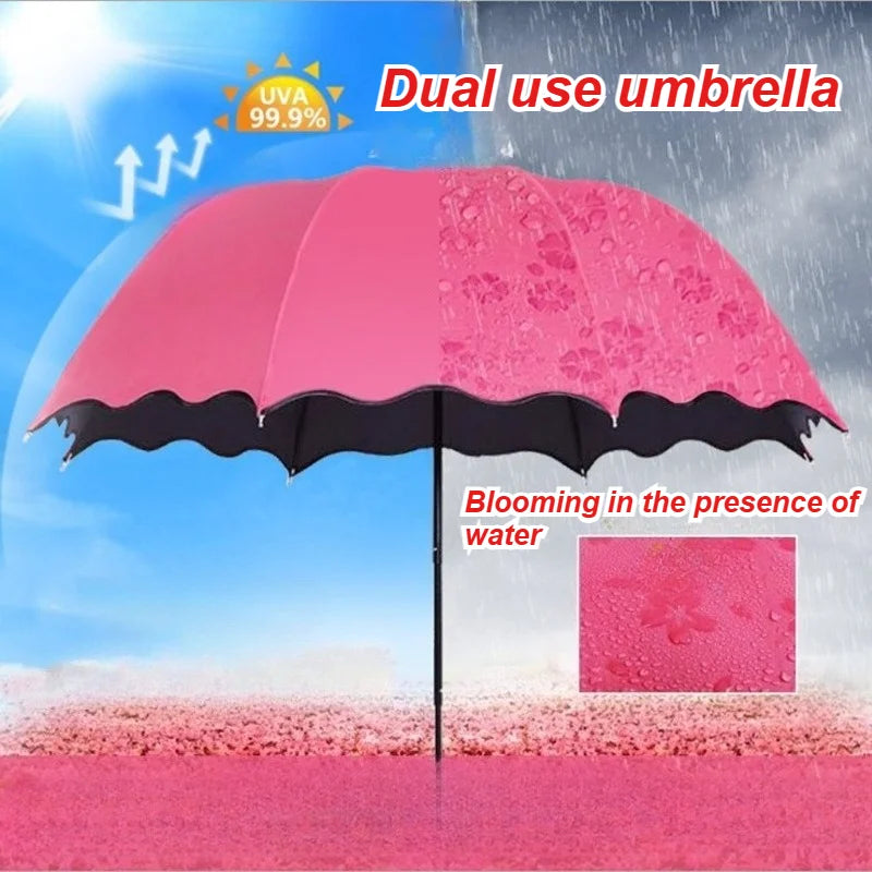 1 PCS rain sunshine both umbrella , With a Fashionable Design That Blooms When Exposed to Water, Providing Shade ,Sun Protection
