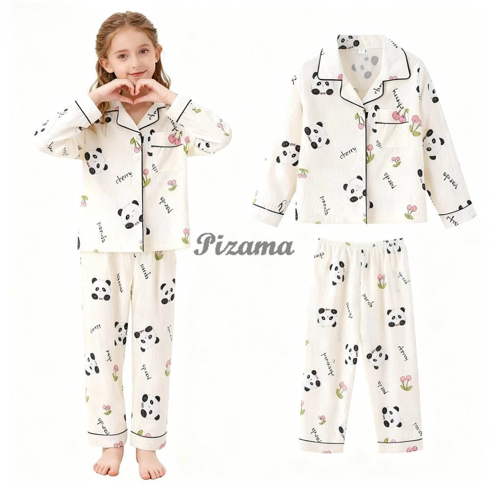 Spring Autumn Winter Teen Girls Pajamas Sets Children 2 Piece Full Sleeve Loungewear Kids Pyjamas Button Down Pijama Teen Niña