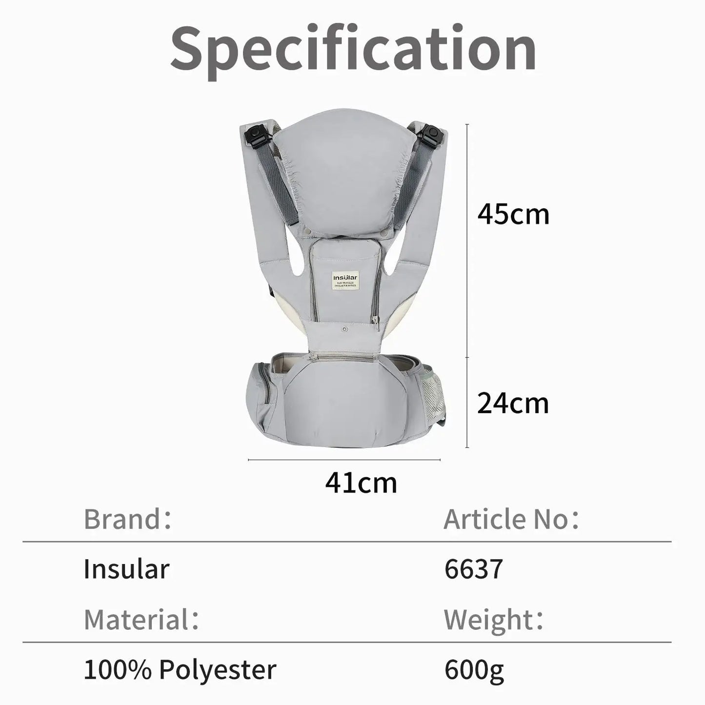 INSULAR Baby Carrier Breathable Child Waist Stool With Hip Seat Waist Stool Front Hold Portable Multi-functional 0-2Y