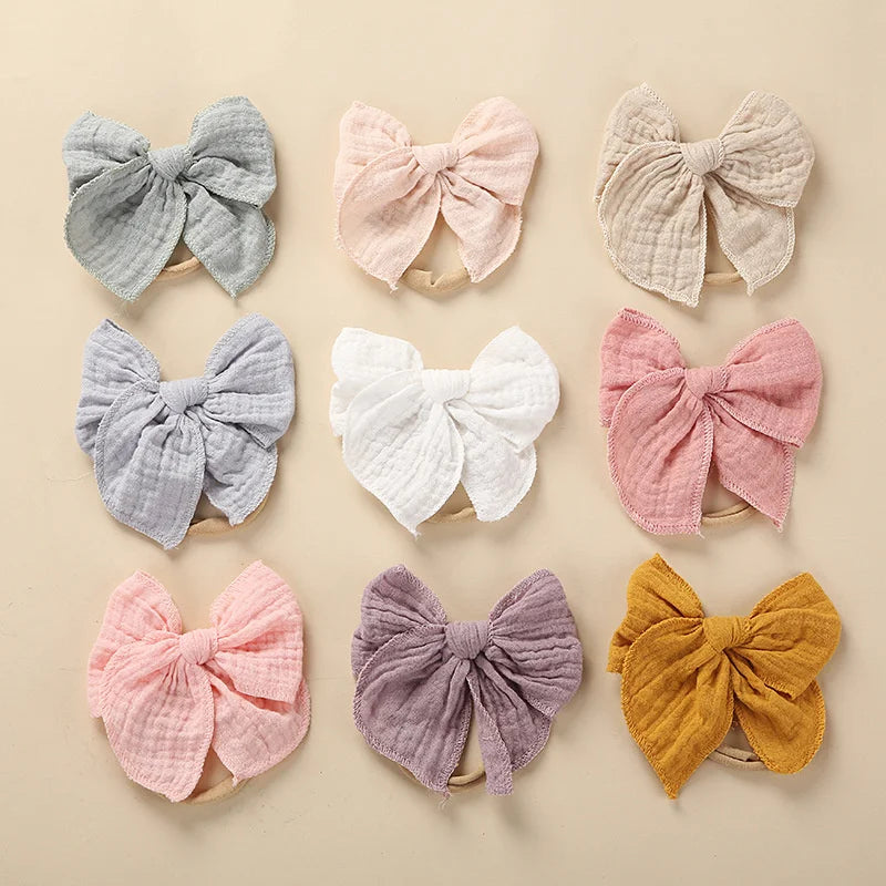 Baby Bows Headband For Girls Elastic Nylon Newborn Turban Hair Bands Toddle Hairband Headwear Hair Accessories