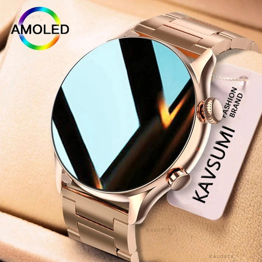 2024 New Smartwatch Women AMOLED HD Screen Always On Display Bluetooth Call IP68 Waterproof NFC Smart Men Watch For Android ios