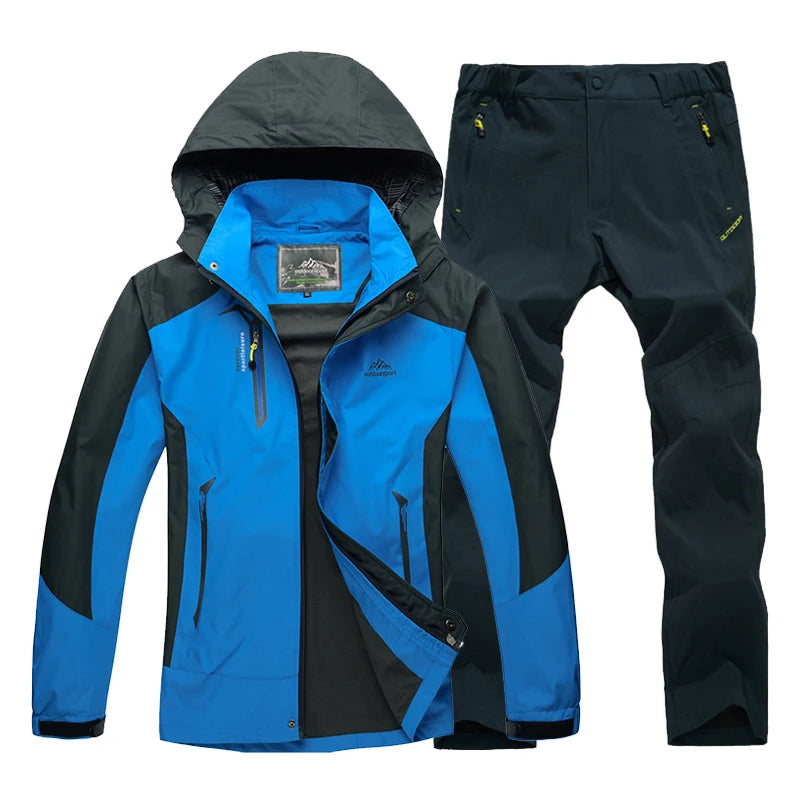 Trekking Outdoor Jackets for Men Autumn Classic Waterproof Rain Coats Hooded Camping Man's Rainwear Hiking Jacket and Pants
