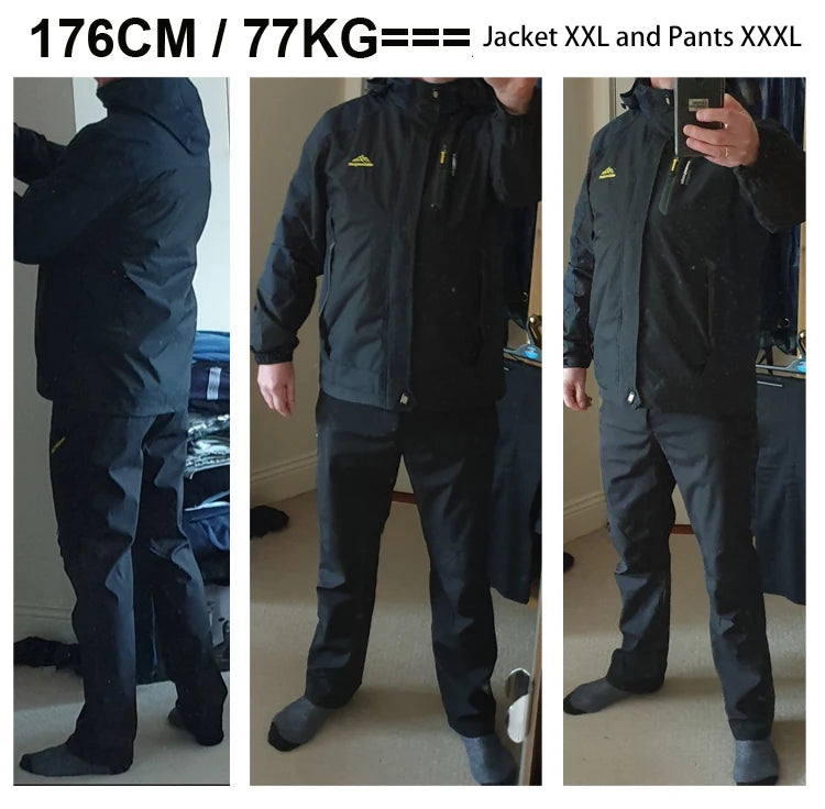 Trekking Outdoor Jackets for Men Autumn Classic Waterproof Rain Coats Hooded Camping Man's Rainwear Hiking Jacket and Pants