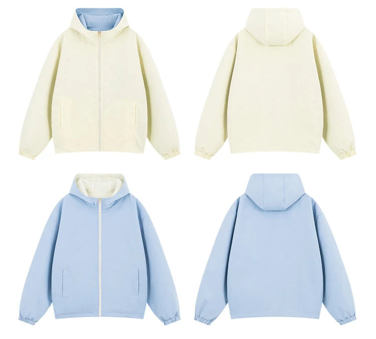 Womens Hooded Reversible Jackets 2025 Windbreaker Women Jackets Basic Coats Zipper Fashion Lightweight Jackets Famale Outerwears