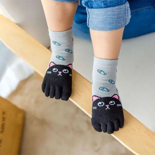 1pair Animal Cartoon Five Fingers Sock Hosiery Toe Socks Toddler Kids Baby Girls Boys Winter Cotton Socks Cute Socks