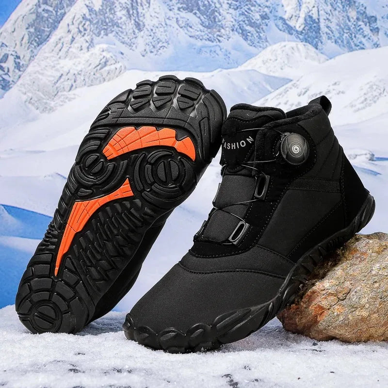 Winter Unisex Boots Plush Warm Snow Boots Comfortable Wide Toe Barefoot Shoes Winter High-top Casual Sneakers Botas Para Hombre