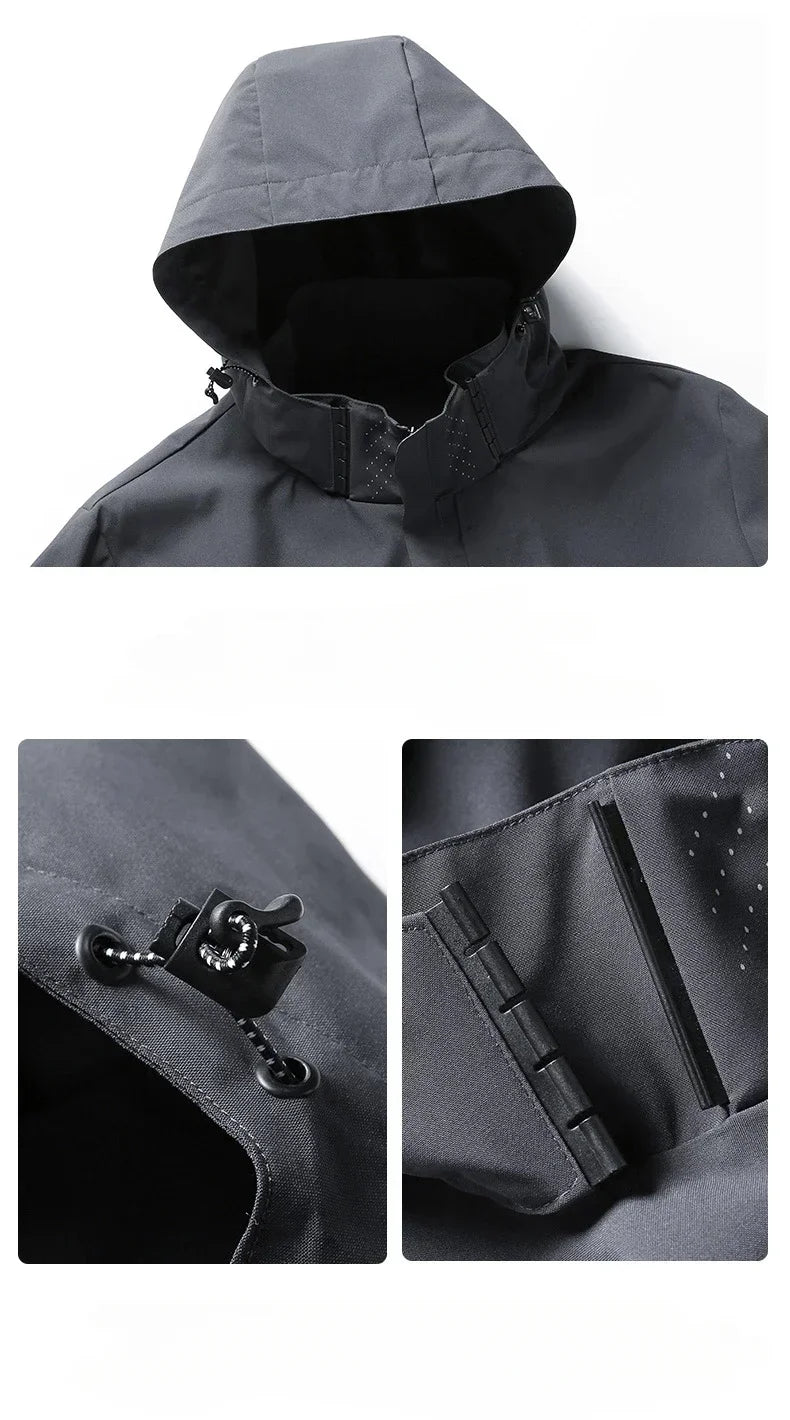 Men's Outdoor Jacket Windbreaker Waterproof Hot Sale Hooded Climbing Hiking Punching Jacket Autumn Spring Male Clothing