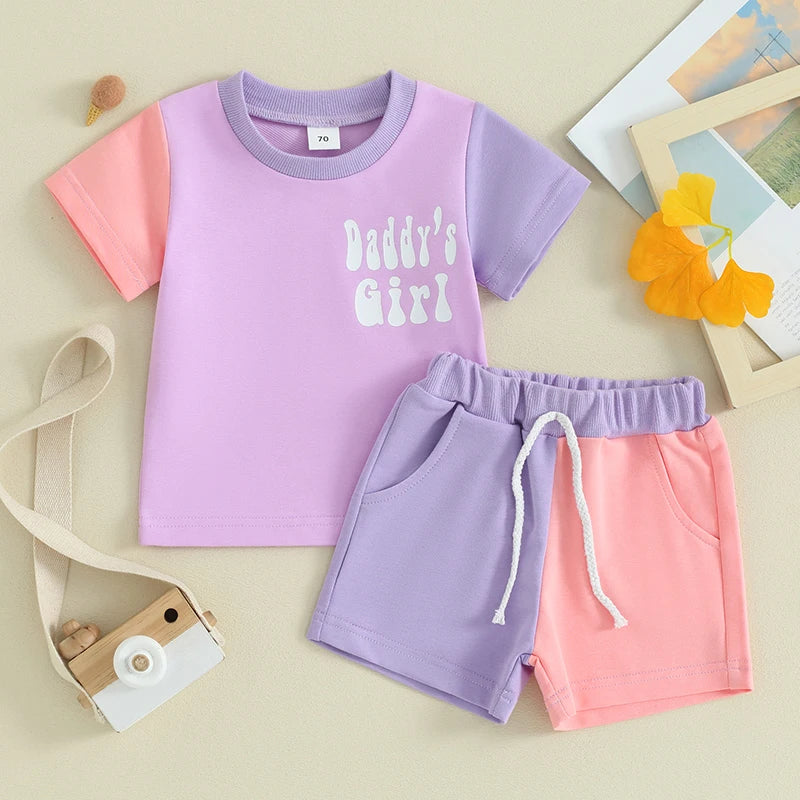 Lioraitiin 0-3Y Toddler Baby Boys Girls Summer Outfits Short Sleeve Contrast Color Tops and Pocket Shorts ClothesSet