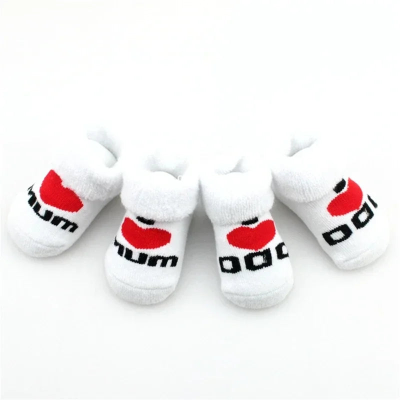 Baby Socks Cotton Mini Cute Girls Boys Love Dad Love Mum Newborn Kids Socks Toddler Baby Floor Bedding Socks Baby Cheap Stuff