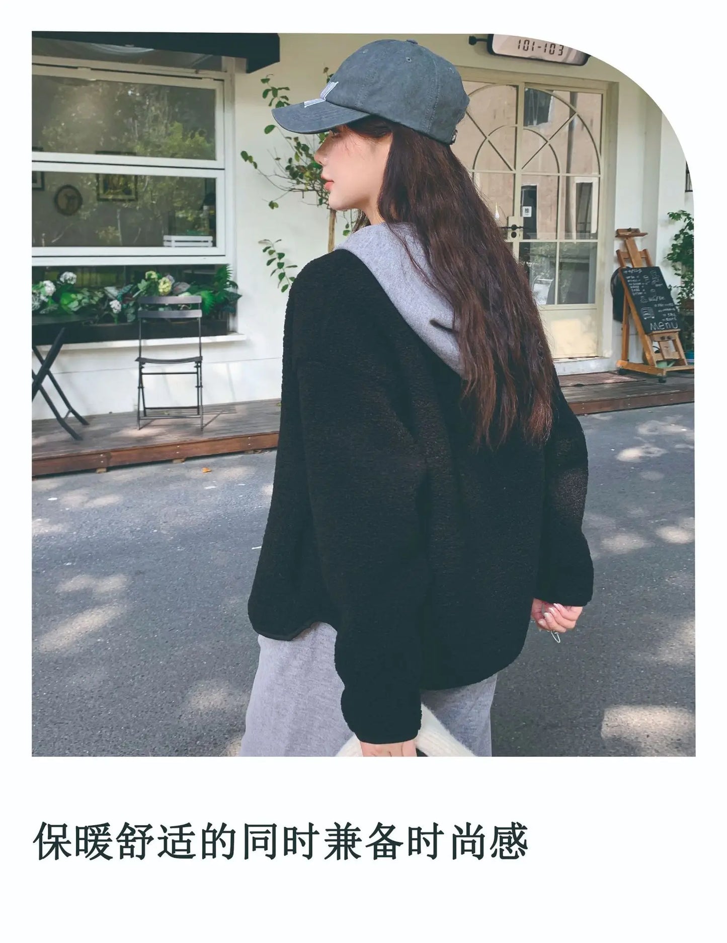 Round Neck Imitation Cashmere Jacket for Women Autumn Winter New Polar Fleece Casual Cardigan Long-sleeved Loose Top