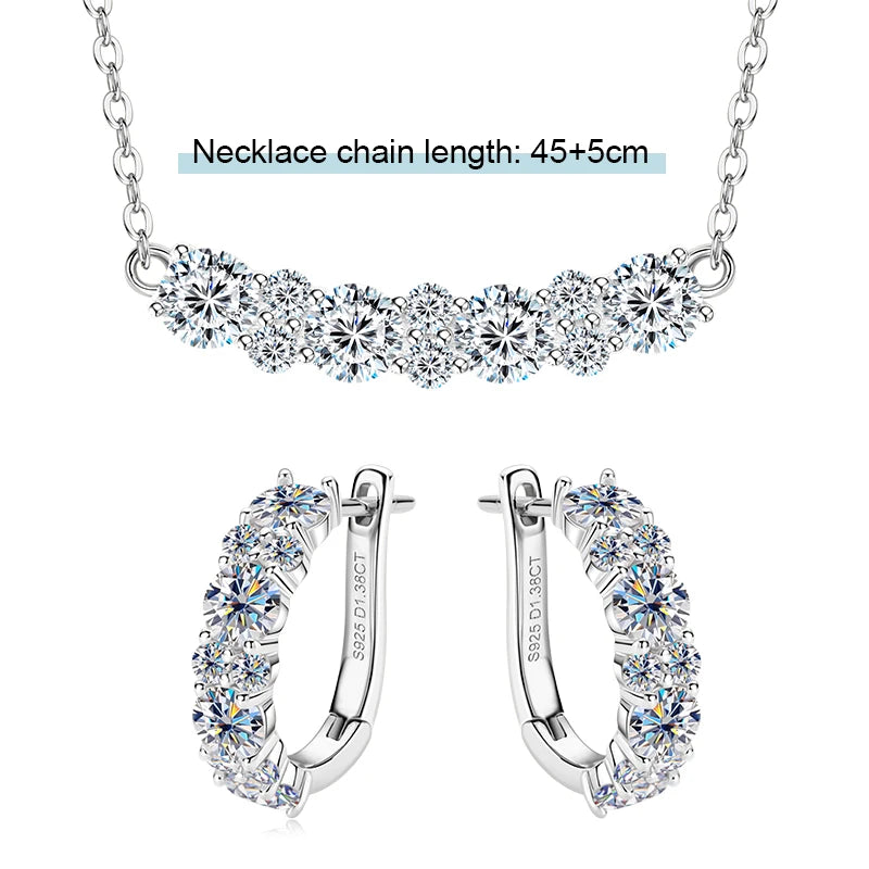 OXTAO With Certified Jewelry Sets Wholesale Sparkling Moissanite Diamond Necklaces&Earring Luxury Gift Real 925 Sliver for Women