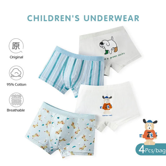 Children's Underwear Spring 4pcs Cotton Briefs old Boys Boxer Cartoon Pattern Shorts Baby Toddler Underpants for Kids