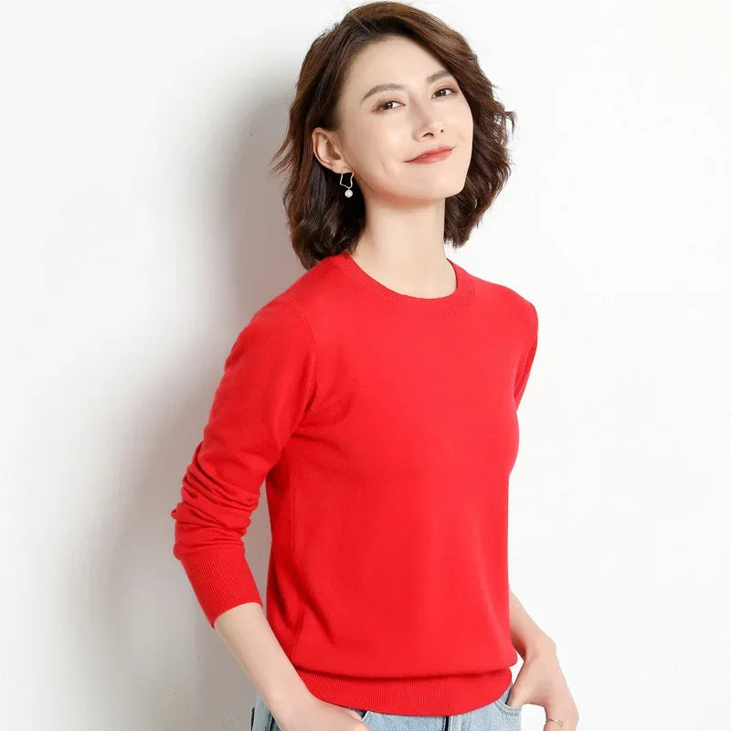 Women Sweater O-neck Autumn Winter Basic Pullover Warm Casual Pulls Jumpers Korean Fashion Spring Knitwear Bottoming Shirt 2025