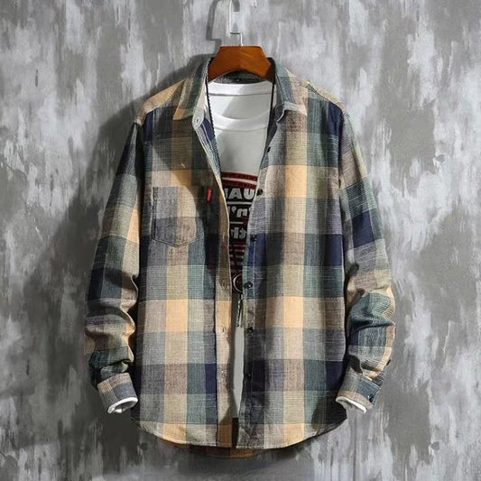 Long Sleeve Shirts and Blouses for Men Plaid Elegant Cotton Normal Man Tops Social Free Shipping New In Hipster Spring Clothing