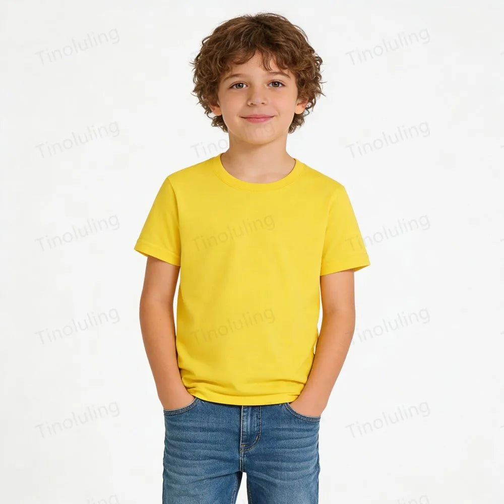 1 to 14 Years Boys Tshirt Plain Cotton Teenage Girls T Shirts Basic White Black Tees Korea Short Sleeve Summer Children Clothing