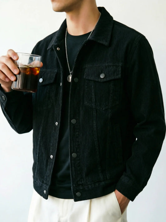 Men's Corduroy Jacket: Classic Collar Design, Multiple Colors Available, Loose Fit Comfortable and Versatile