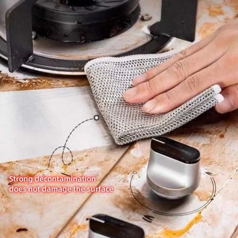 20/1pcs Magic Cleaning Cloth Thickened Double -sided Metal Steel Wire Rags Kitchen Dish Pot Washdishing Cloths Towel Clean Tools