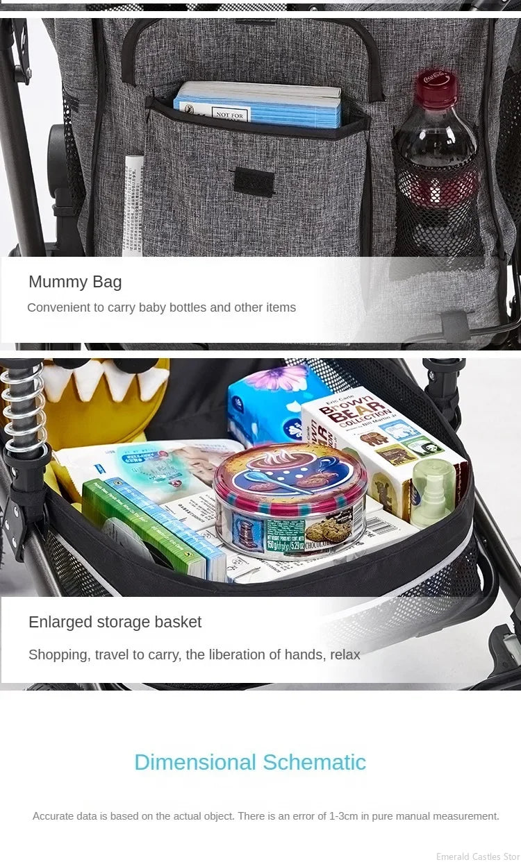 Baby stroller 3in1 with car seat with ISOFIX base, luxury high landscape baby carriage aluminum alloy frame travel stroller