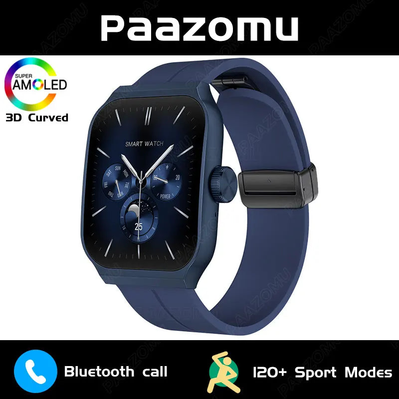 New AMOLED Smart Watch 1.96inch 3D Flexible Curved Screen Bluetooth Call Heart Rate NFC Waterproof Smartwatch For Android IOS