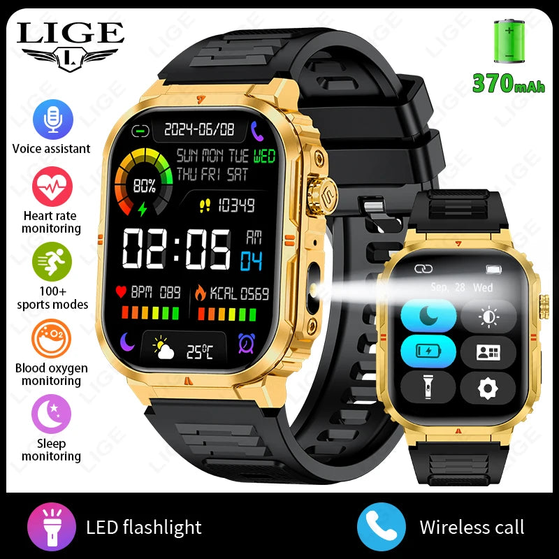 LIGE New Smart Watch For Men Women 2.01" HD Display Health Monitor Sport Fitness Watches AI Voice Bluetooth Call Smartwatch Men