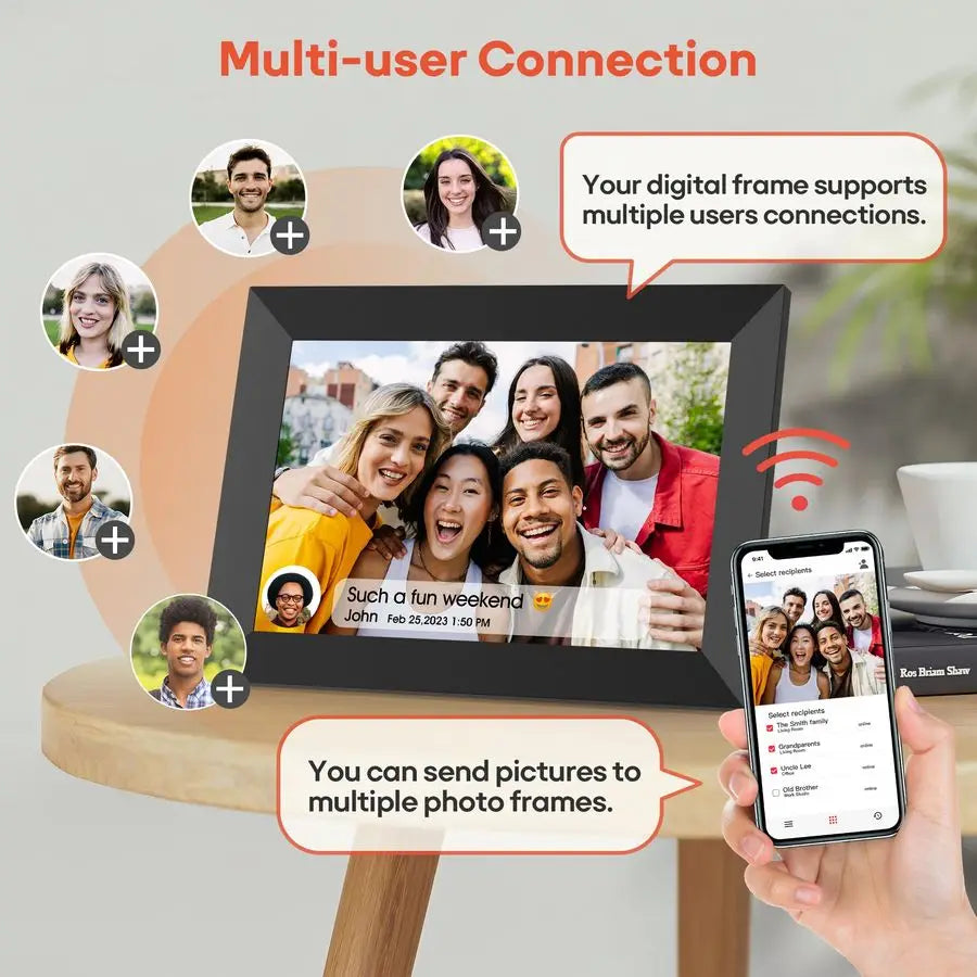 Digital Picture Frame, 10.1 Frameo Digital Frame WiFi with 32GB Memory, 1280x800 IPS Touch Screen, Send Photos Videos from Your